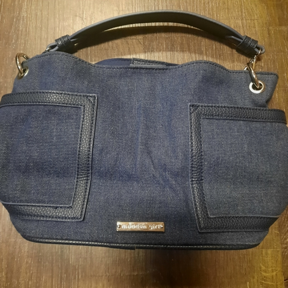 Madden Girl blue jean clutch